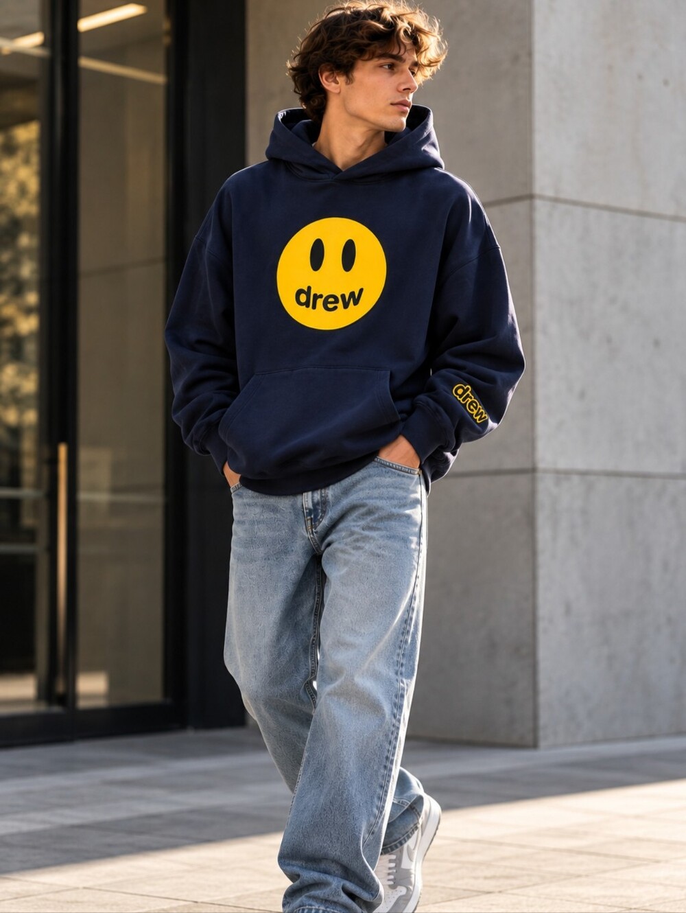 Drew House 100% Cotton Mascot Smiley Hoodie Navy Size XS Oversized